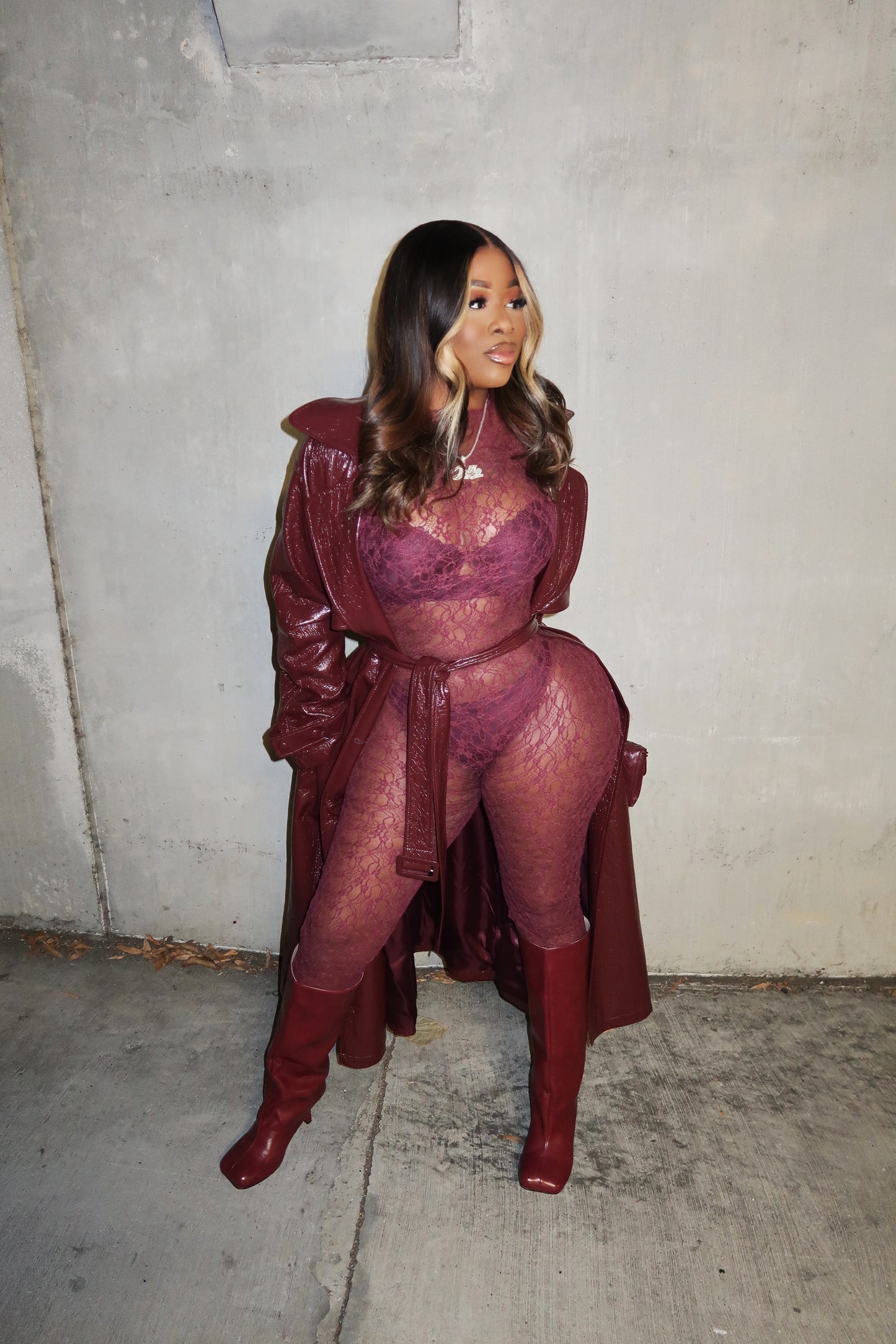 Burgundy Lace Jumpsuit